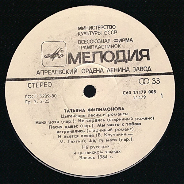 Татьяна ФИЛИМОНОВА. Цыганские песни и романсы