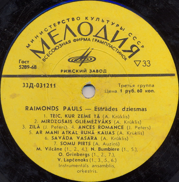 Р. ПАУЛС (1936): «Teic, kur zeme tā» (на латышском языке)