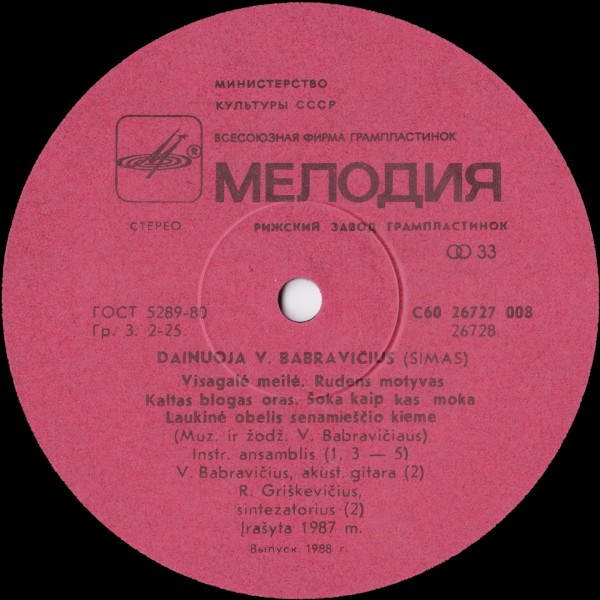 Поет Витаутас БАБРАВИЧЮС  (СИМАС)