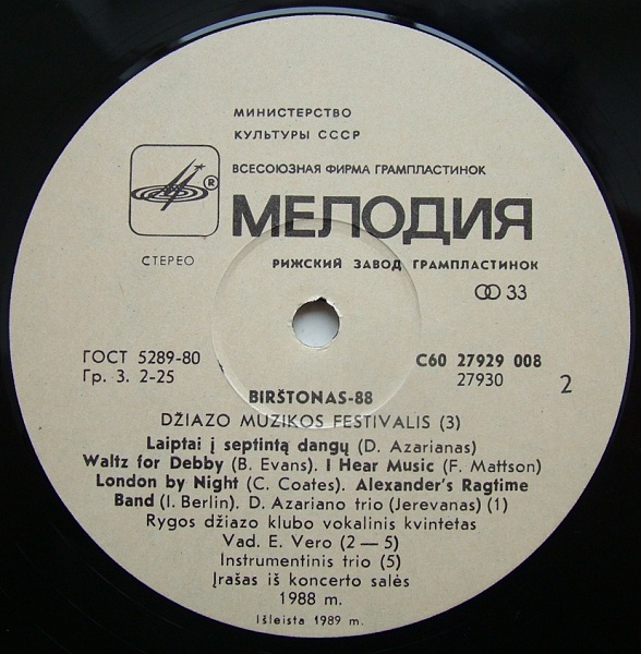 «БИРШТОНАС-88». Третья пластинка: