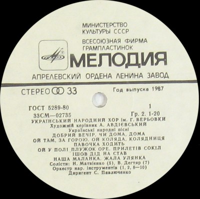 УКРАЇНСЬКИЙ НАРОДНИЙ ХОР ІМЕНИ Г. ВЕРЬОВКИ