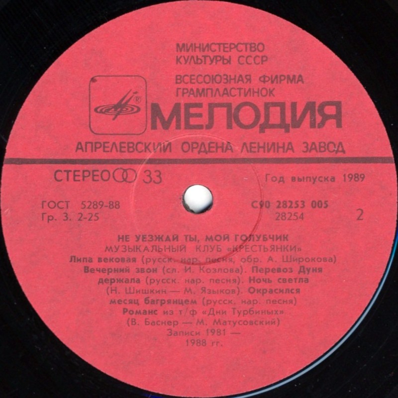 «НЕ УЕЗЖАЙ ТЫ, МОЙ ГОЛУБЧИК». Музыкальный клуб "Крестьянки". Выпуск 2