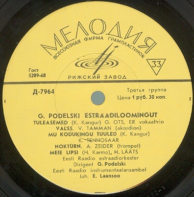 Песни и танцы Г. Подельского (G. Podelski estraadiloomingut)