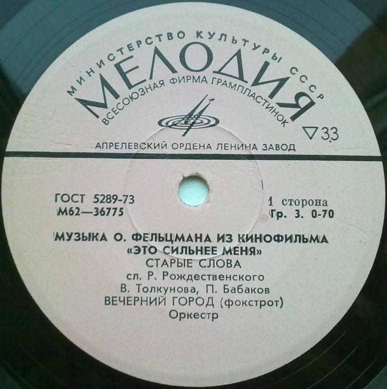 Музыка О. Фельцмана из кинофильма "Это сильнее меня"