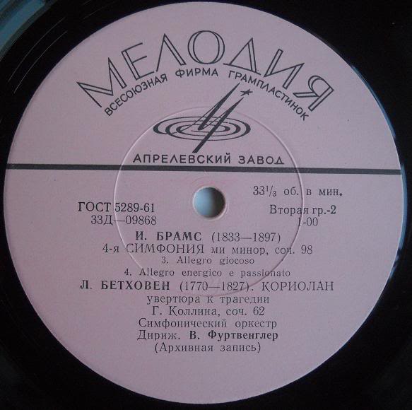 И. Брамс, Л. Бетховен. Дирижирует В. Фуртвенглер