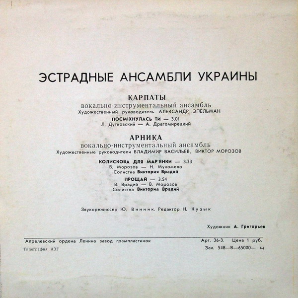 ЭСТРАДНЫЕ АНСАМБЛИ УКРАИНЫ