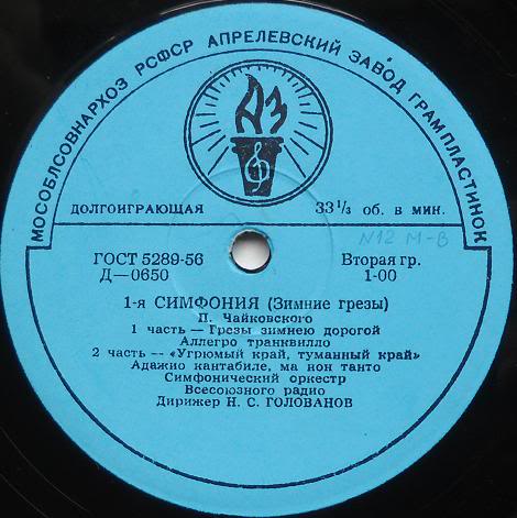 П. ЧАЙКОВСКИЙ (1840–1893): Симфония № 1 соль минор, соч. 13 (Н. Голованов)