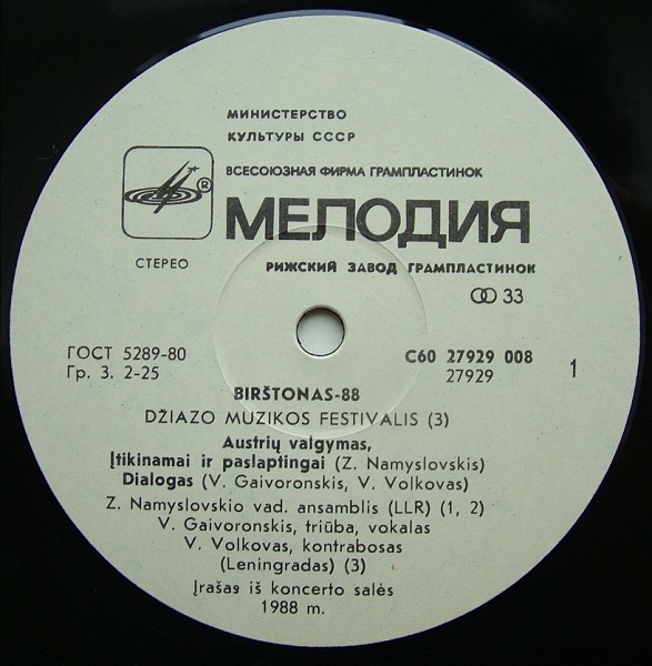 «БИРШТОНАС-88». Третья пластинка: