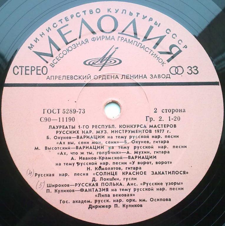 Лауреаты I Республиканского конкурса мастеров русских народных музыкальных инструментов, 1977 г