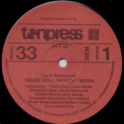 Lech Konopiński ‎– Książę Lech I Druhów Trzech (Legenda) [По заказу польской фирмы TONPRESS]
