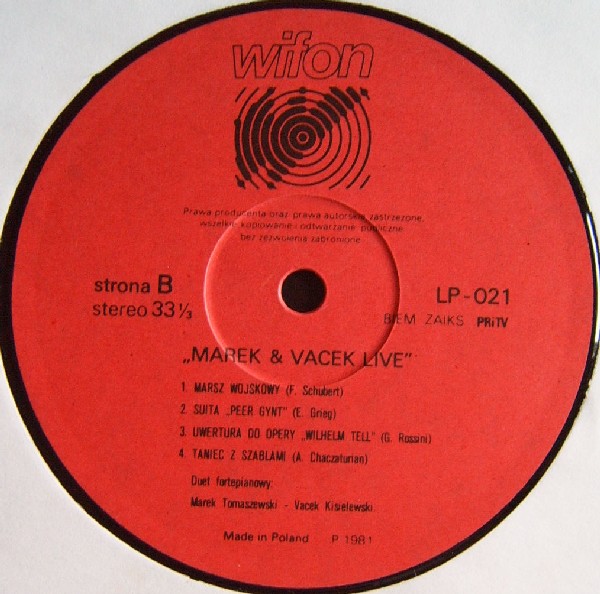Marek & Vacek ‎– Live [по заказу польской фирмы WIFON, LP 021]