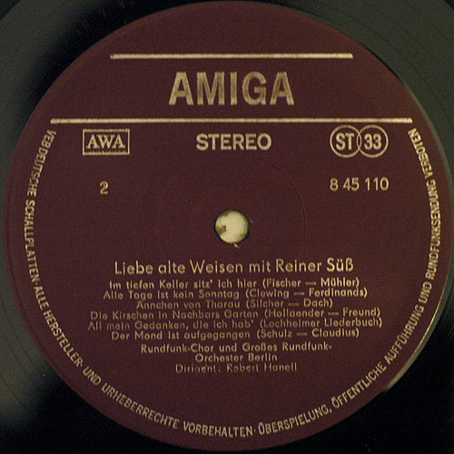 Reiner Süß ‎– Liebe Alte Weisen [по заказу немецкой фирмы AMIGA, 8 45 110]
