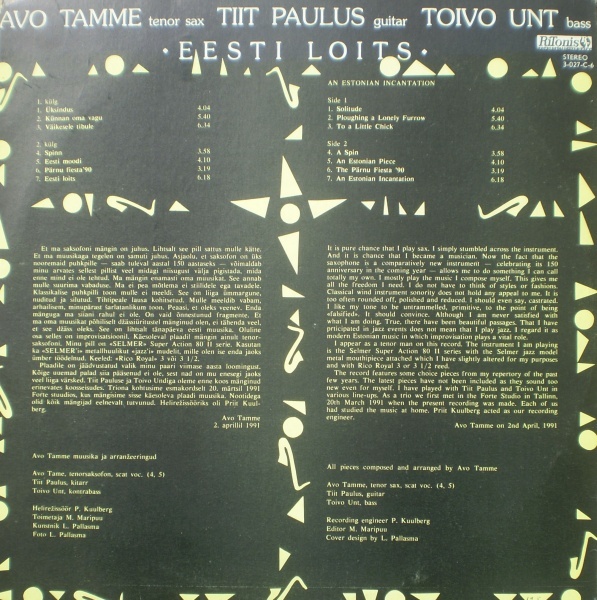 Avo Tamme ‎– Eesti Loits