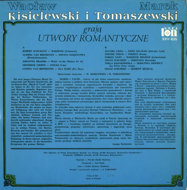 Marek I Vacek Grają Utwory Romantyczne [по заказу польской фирмы VERITON, SXV-835]