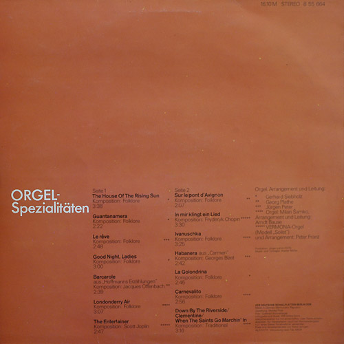 Orgel-Spezialitäten [по заказу немецкой фирмы AMIGA, 8 55 664]