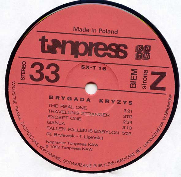 Brygada Kryzys ‎– Brygada Kryzys [по заказу польской фирмы TONPRESS, SX-T16]