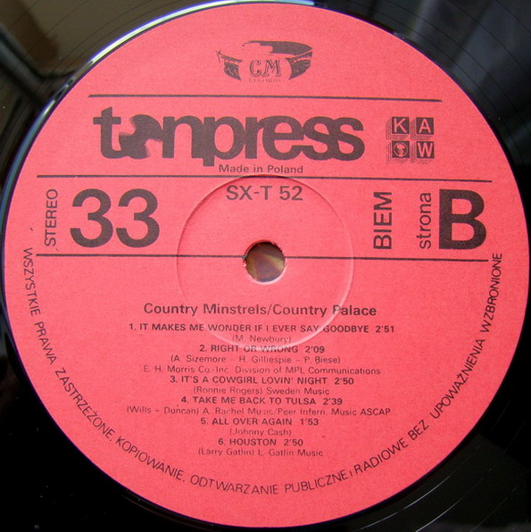 Country Minstrels ‎– Country Palace [по заказу польской фирмы TONPRESS]