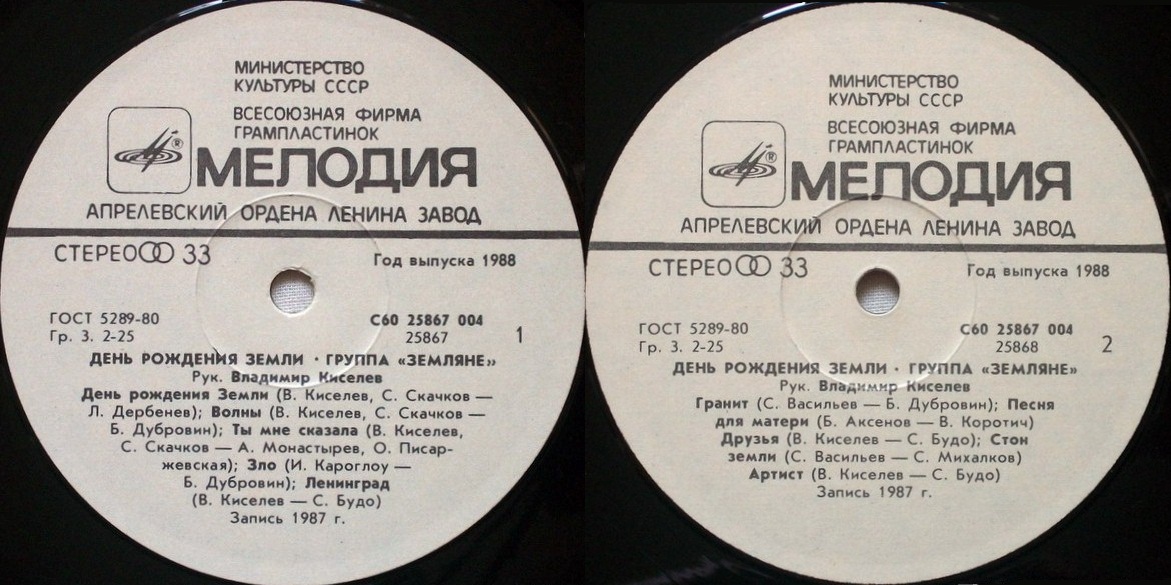 ВИА «ЗЕМЛЯНЕ», руководитель Владимир КИСЕЛЕВ. «День рождения Земли»