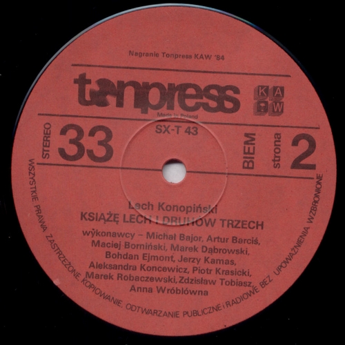 Lech Konopiński ‎– Książę Lech I Druhów Trzech (Legenda) [По заказу польской фирмы TONPRESS]