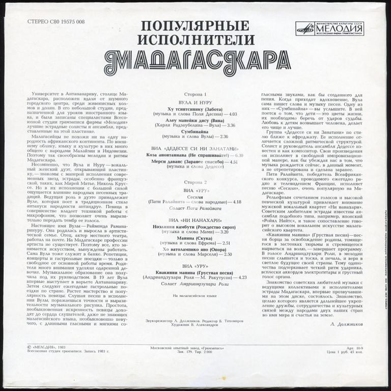 Популярные исполнители Мадагаскара