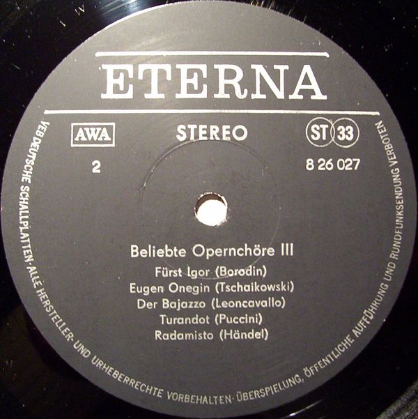 Beliebte Opernchöre III [по заказу немецкой фирмы ETERNA, 8 26 027]