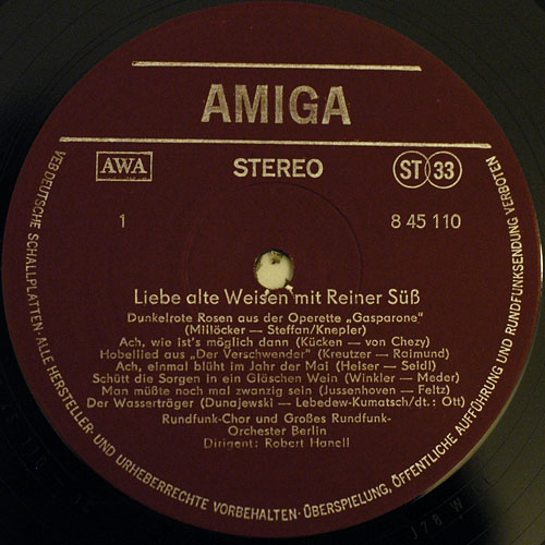 Reiner Süß ‎– Liebe Alte Weisen [по заказу немецкой фирмы AMIGA, 8 45 110]