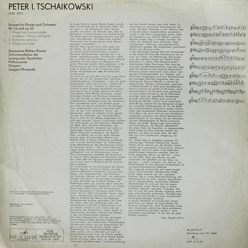 П. И. Чайковский: Концерт № 1 для ф-но с оркестром (Св. Рихтер, СО ЛГФ, Евг. Мравинский)