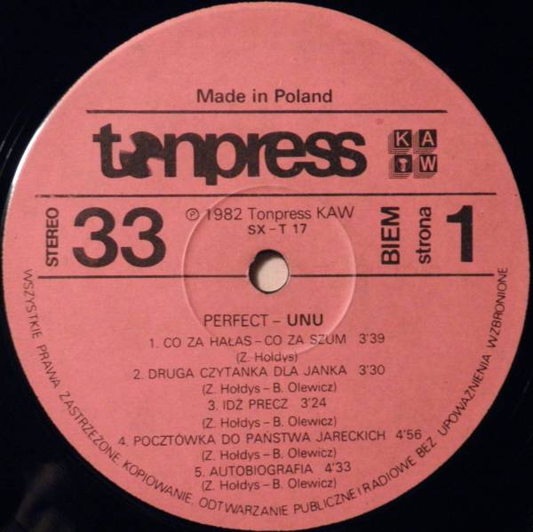 Perfect  - "Unu" [по заказу польской фирмы TONPRESS, SX-T17]