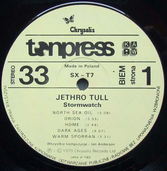 Jethro Tull - Stormwatch  [по заказу польской фирмы TONPRESS, SX-T7]