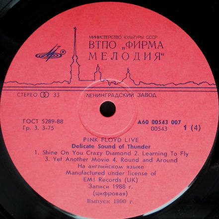 Pink Floyd. Delicate Sound of Thunder (live)