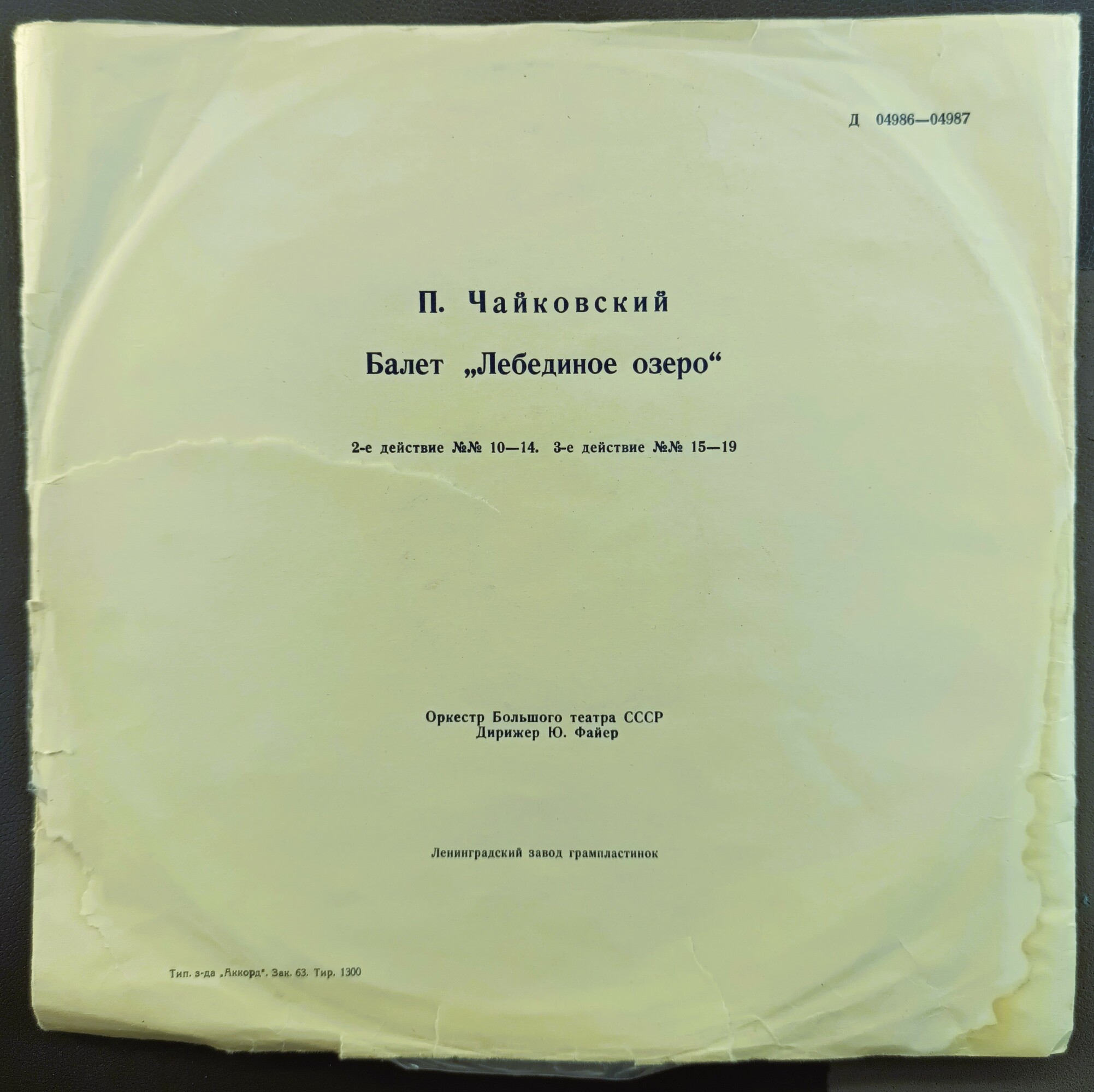 П. Чайковский: Балет "Лебединое озеро" (Оркестр БТ, Ю. Файер)