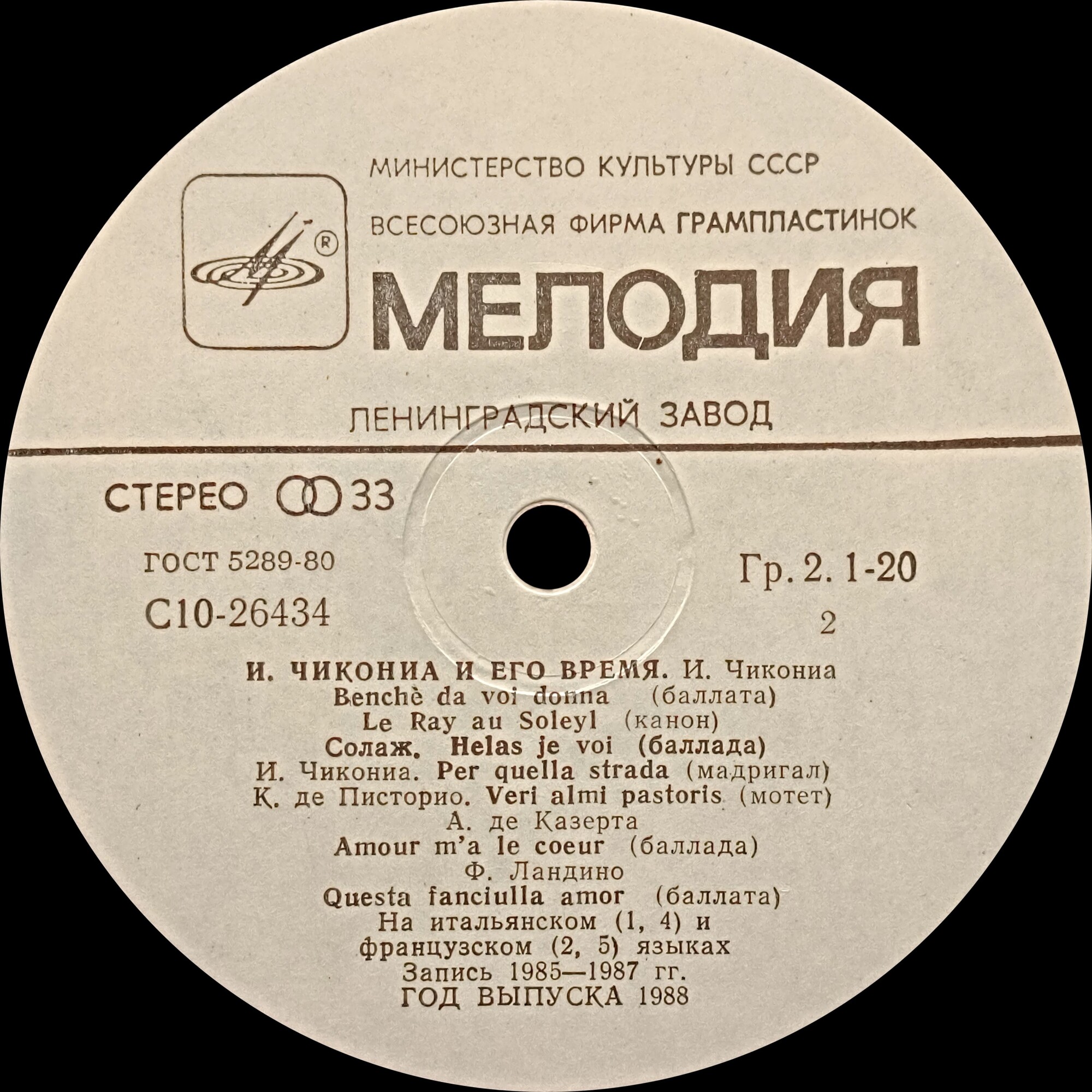 Иоханнес Чикониа и его время - Ансамбль "Pro anima"