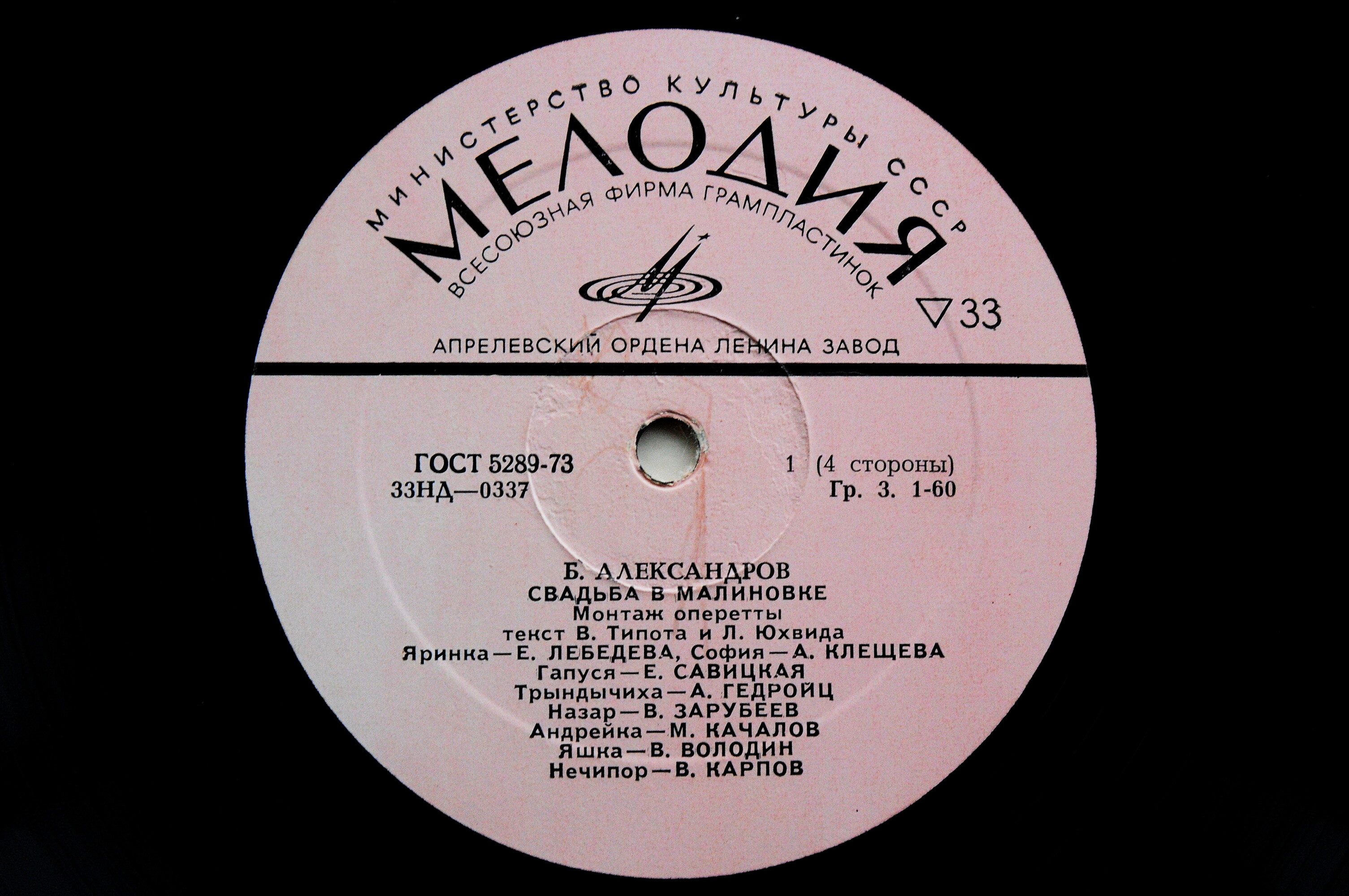 Б. АЛЕКСАНДРОВ (1905–1994): «Свадьба в Малиновке» (монтаж оперетты)