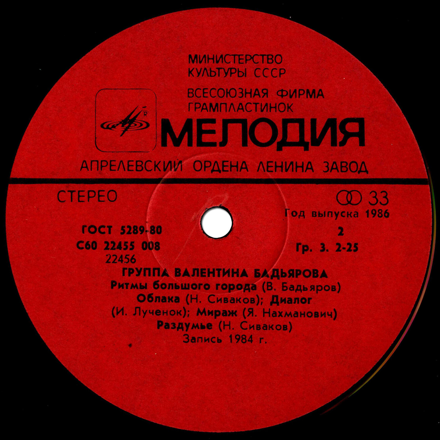 Группа Валентина Бадьярова. Дискоклуб 14 (А)