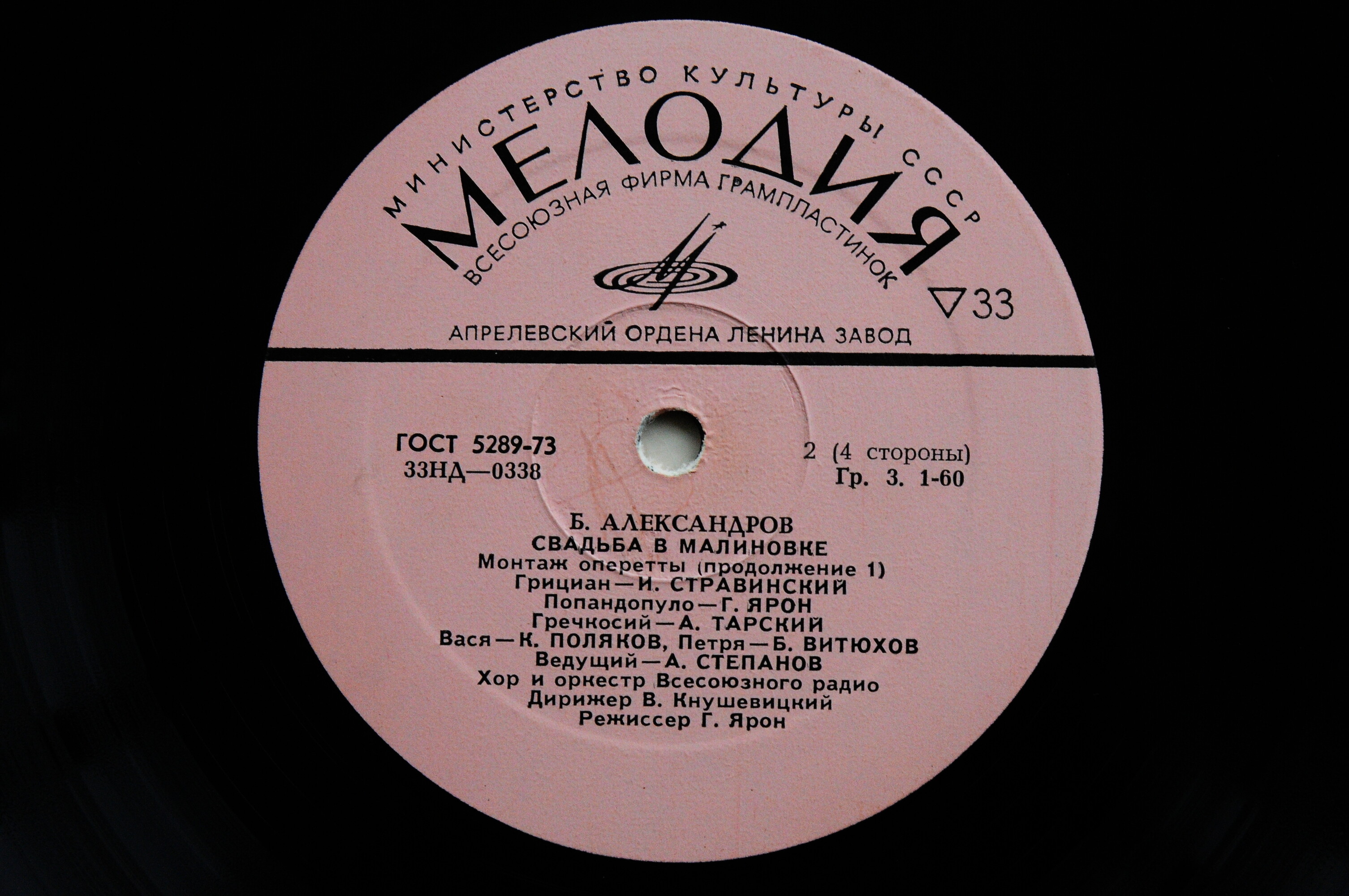 Б. АЛЕКСАНДРОВ (1905–1994): «Свадьба в Малиновке» (монтаж оперетты)