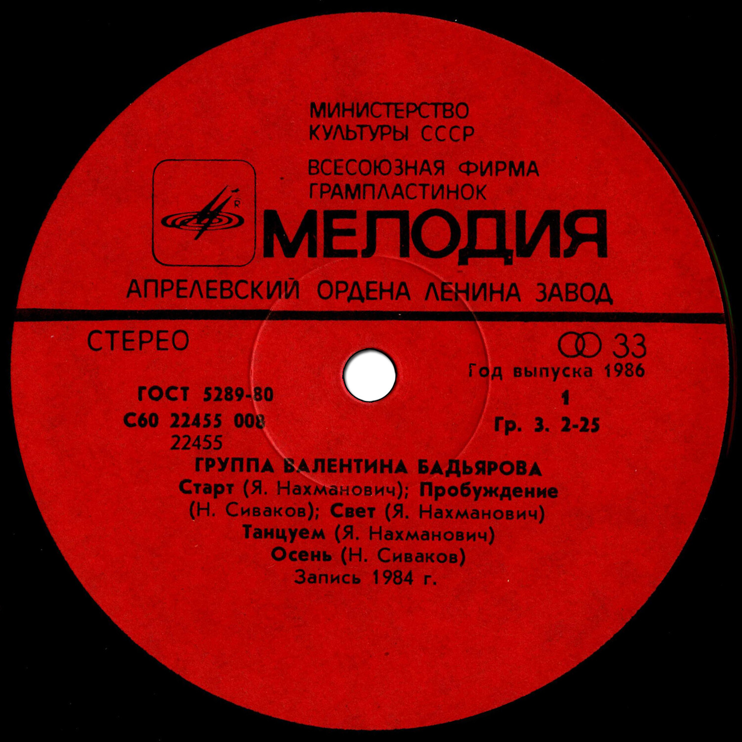 Группа Валентина Бадьярова. Дискоклуб 14 (А)