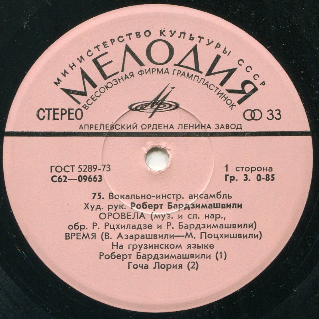 ВОКАЛЬНО-ИНСТРУМЕНТАЛЬНЫЙ АНСАМБЛЬ «75», худ. рук. Роберт Бардзимашвили