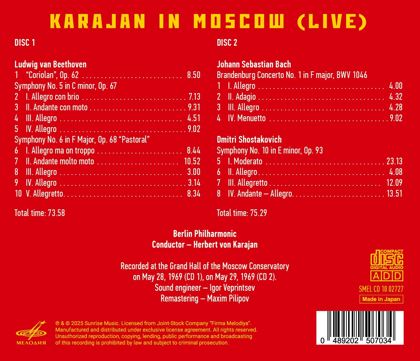 Herbert von Karajan in Moscow Vol.1, 2