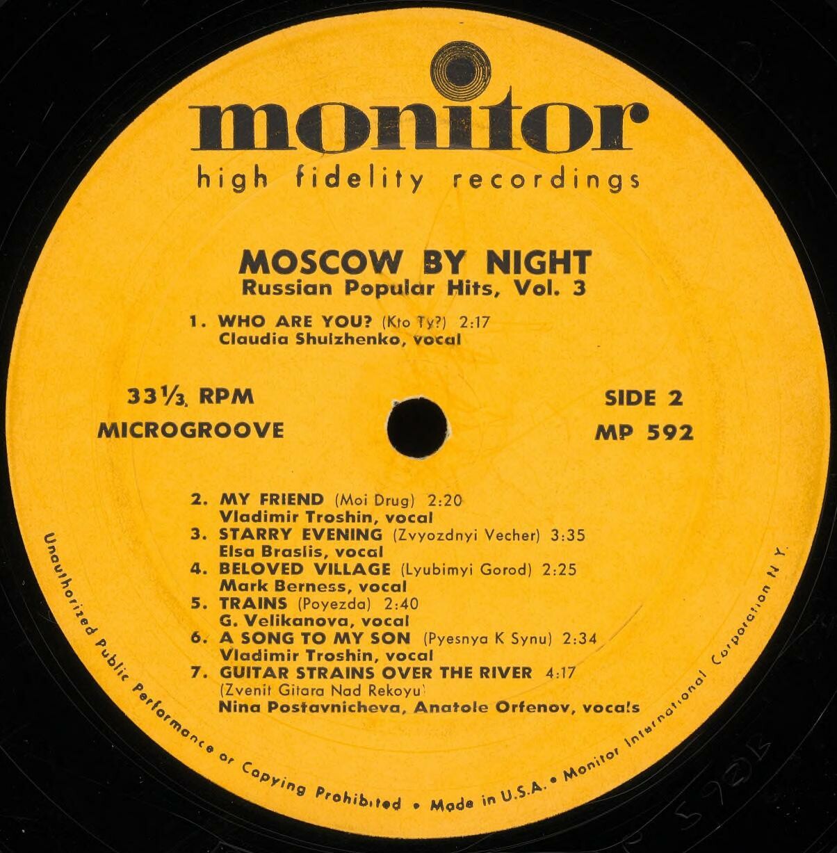 Moscow By Night. Russian Popular Hits. Vol. 3