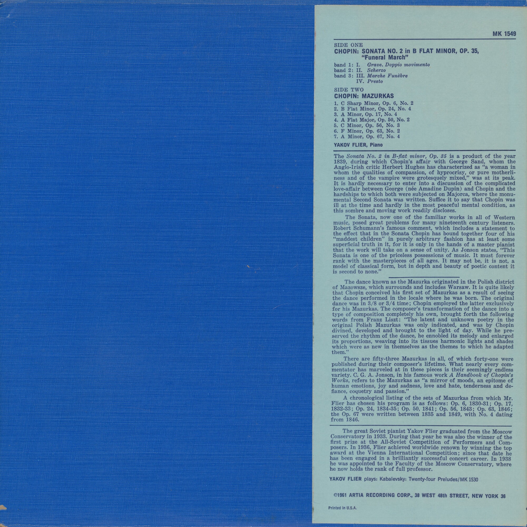 Ф. Шопен. Соната № 2 си бемоль минор, соч. 35, Мазурки (Яков Флиер, ф-но)