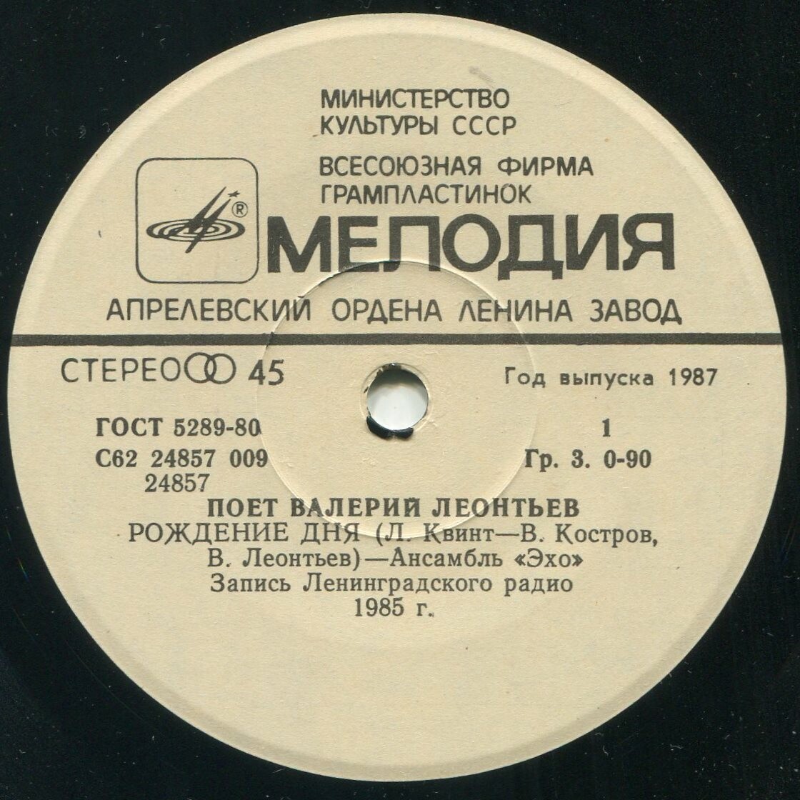 По вашим письмам. «Рождение дня». Поет Валерий Леонтьев