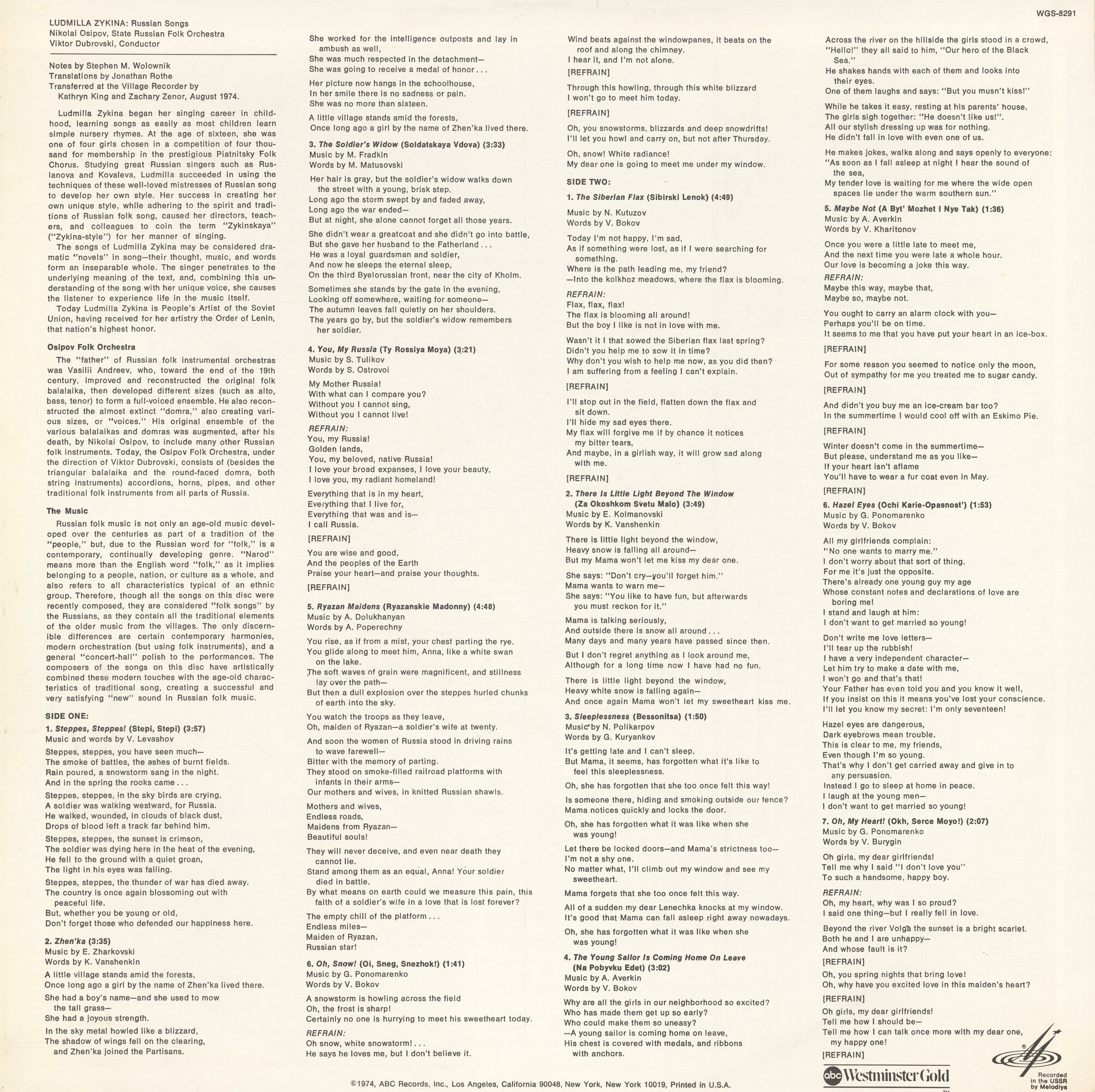 Ludmilla Zykina. Russian Songs