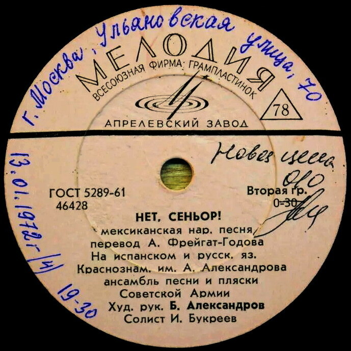 Краснознамённый ансамбль — Ласточка / Нет, сеньор!