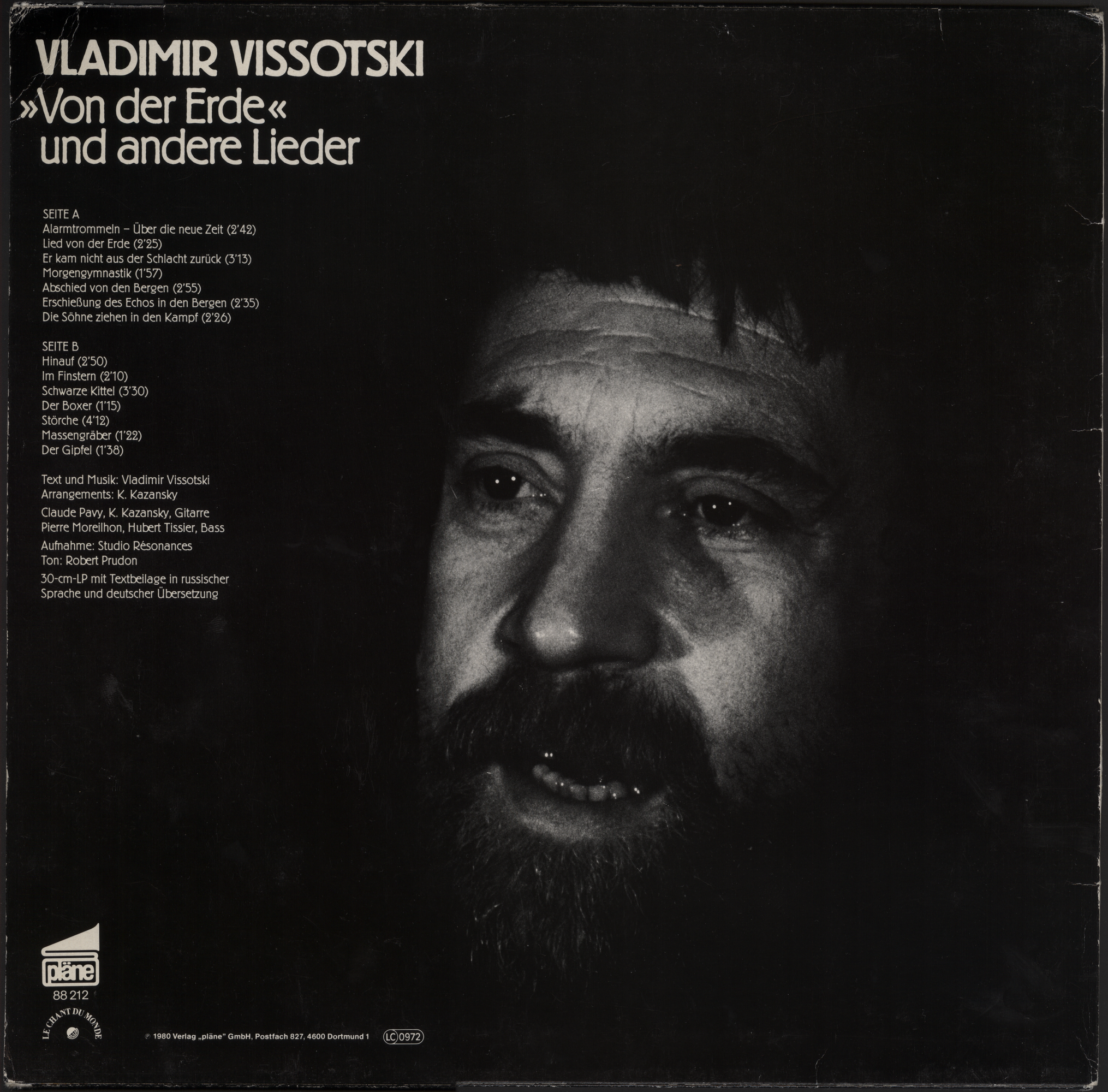 Vladimir Vissotski. «Von der Erde» und andere Lieder