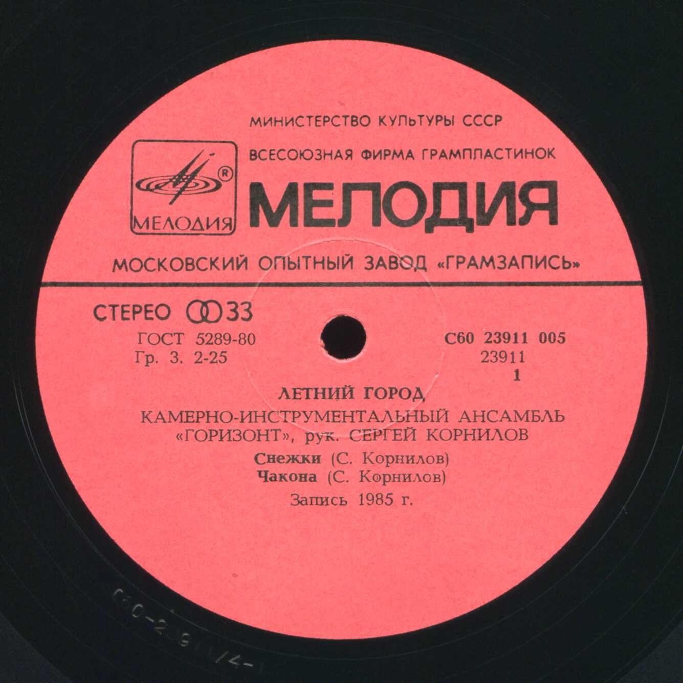 КАМЕРНО-ИНСТРУМЕНТАЛЬНЫЙ АНСАМБЛЬ «ГОРИЗОНТ», руководитель Сергей Корнилов. «Летний город»