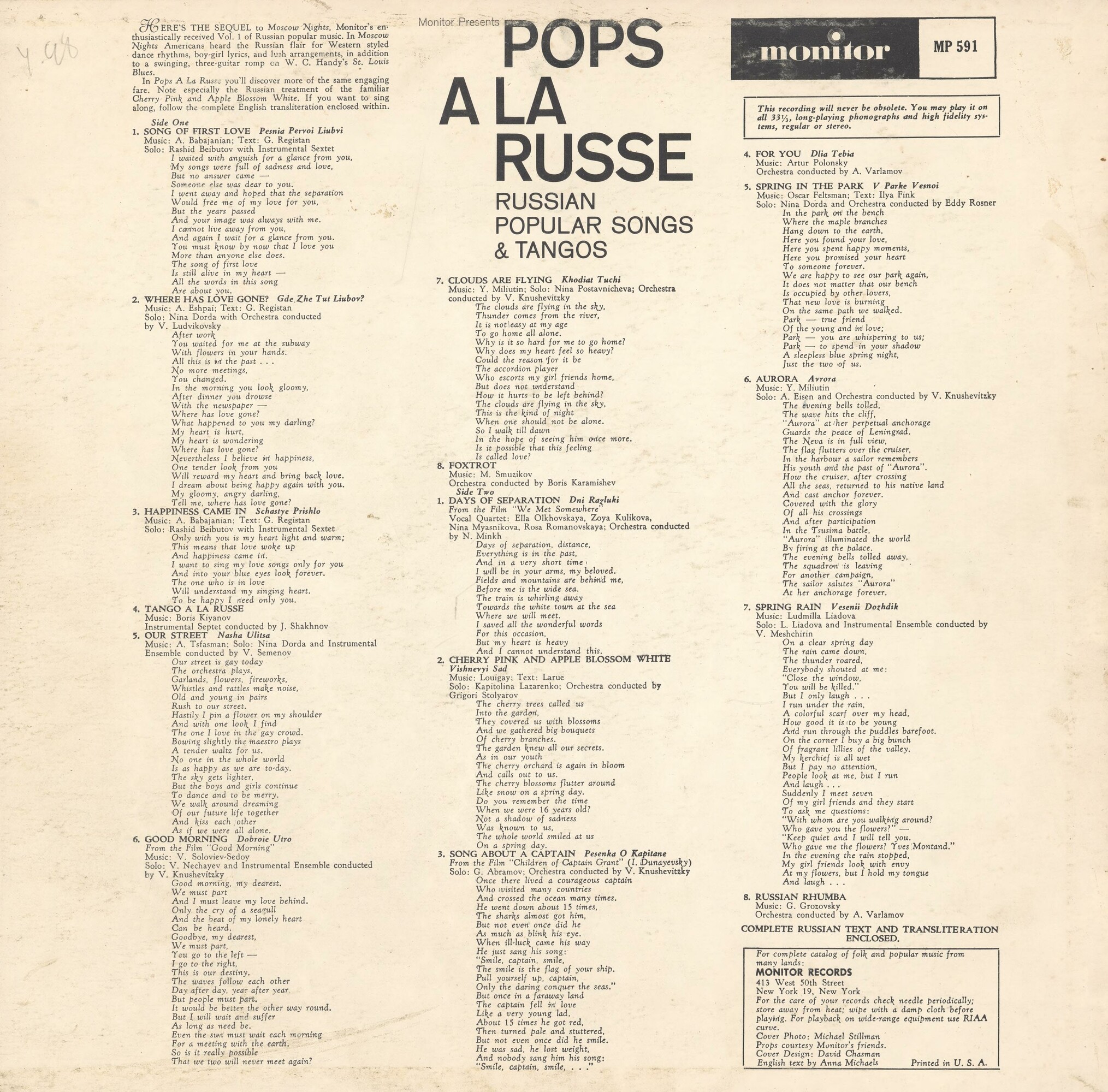 Pops a la Russe. Russian Popular Songs and Tangos