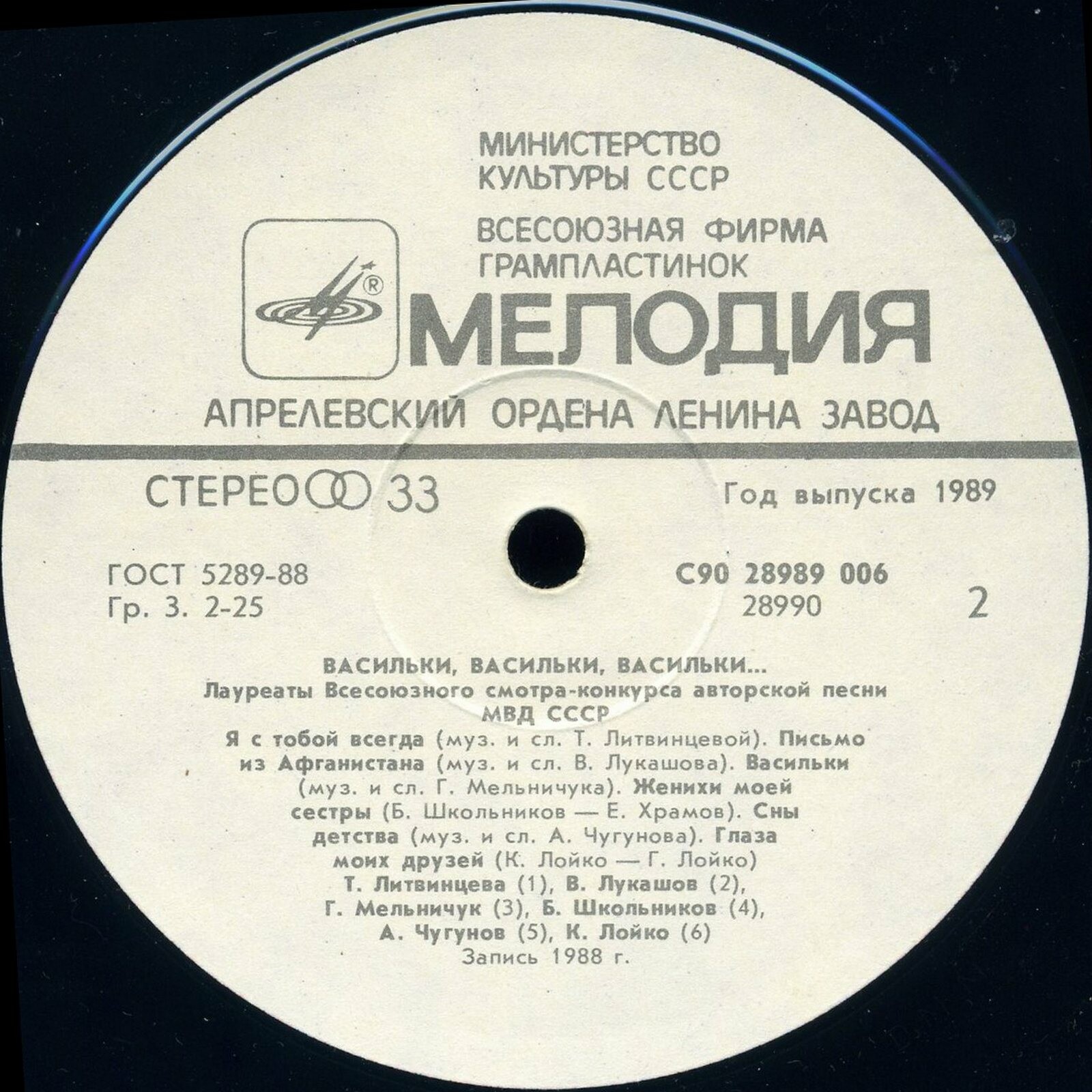 ВАСИЛЬКИ, ВАСИЛЬКИ, ВАСИЛЬКИ. Лауреаты Всесоюзного смотра-конкурса авторской песни МВД СССР