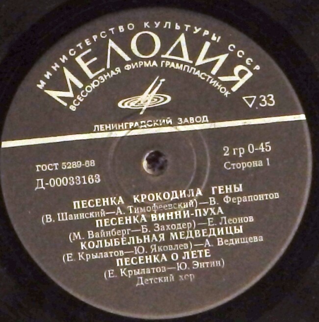 Песенки из детских мультфильмов