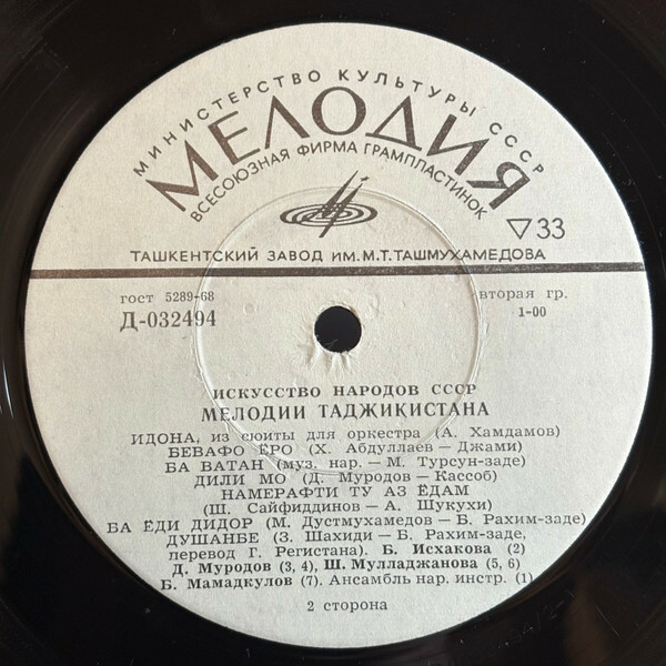 Искусство народов СССР. МЕЛОДИИ ТАДЖИКИСТАНА