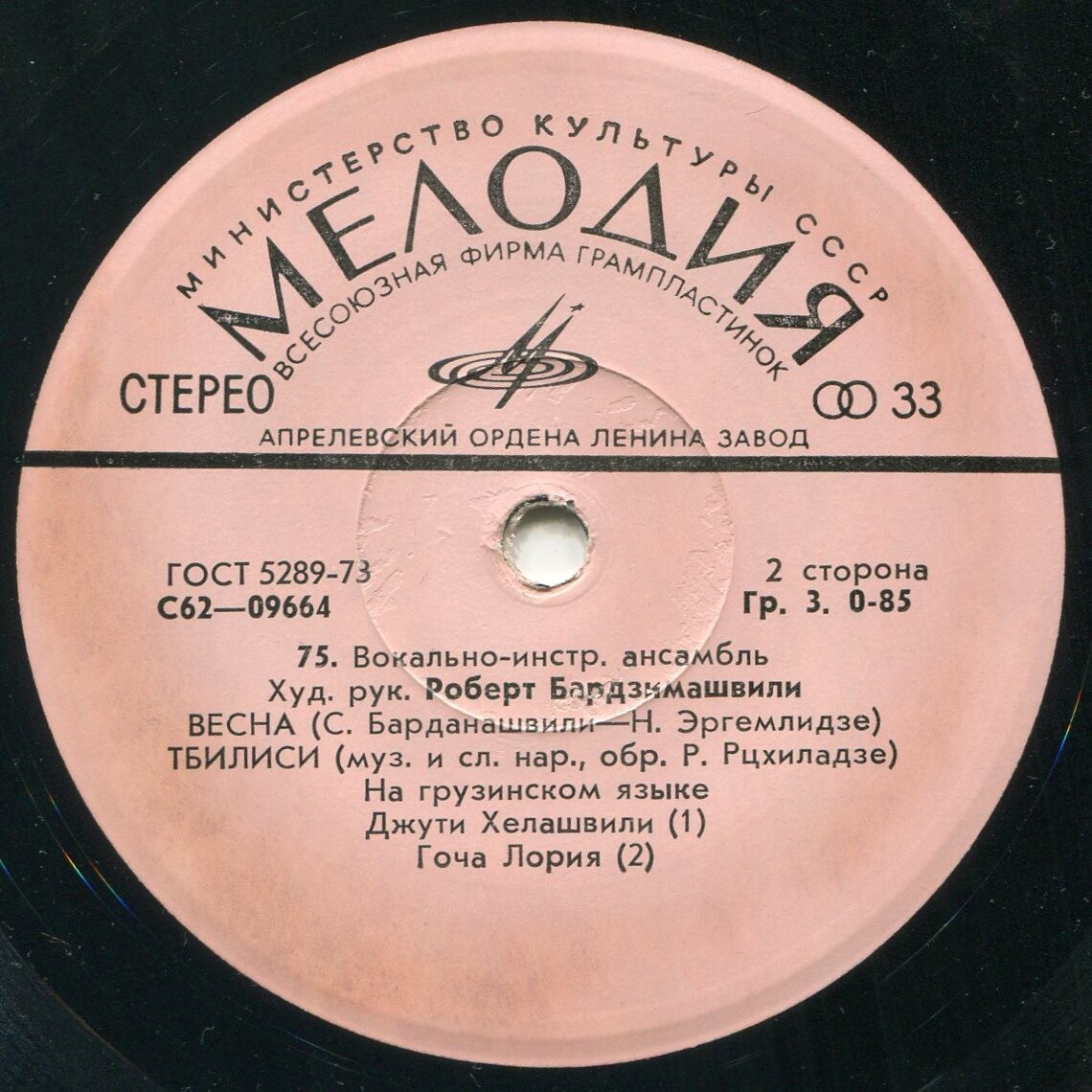 ВОКАЛЬНО-ИНСТРУМЕНТАЛЬНЫЙ АНСАМБЛЬ «75», худ. рук. Роберт Бардзимашвили